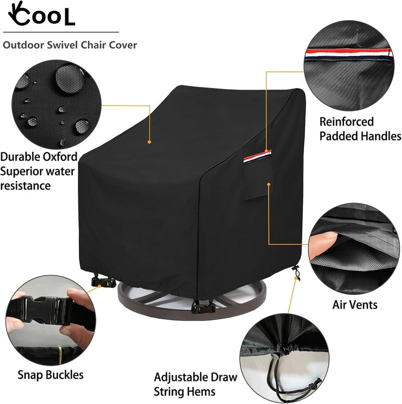 okcool Outdoor Swivel Chair Cover 2 Pack,Outdoor Furniture Patio Chair Covers Waterproof Clearance,(33"W x 35"D x 38.5"H) Outdoor Lawn Patio Furniture Covers,Black - Image 3